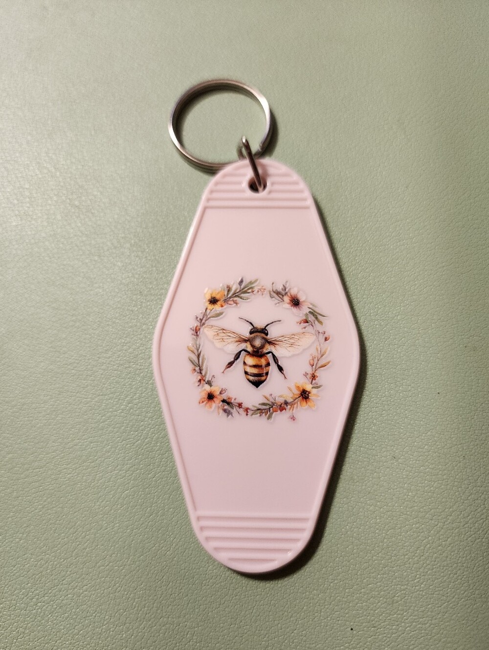 Pink Bee Floral Keychain